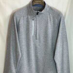 Zero Restriction Men's Mock Neck 1/4 Zip Long Sleeves Pullover - Gray/Blue - XL